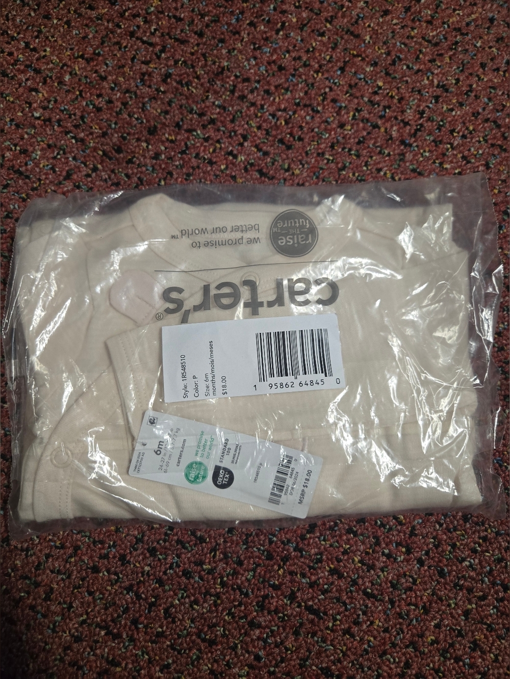 Carter's Cream Ribbed Baby Pjs